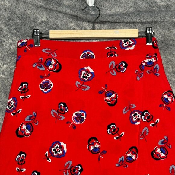 Express Maxi Skirt Womens M Red Maxi High Low Floral Pull On Faux Wrap Boho NEW - Picture 5 of 8